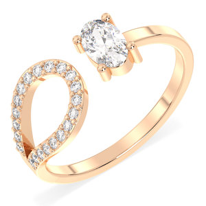 REYES Elegant 925 <b>Sterling</b> <b>Silver</b> Oval Cut 0.54 Carat VVS Moissanite <b>Adjustable</b> <b>Ring</b> Luxurious Wedding Engagement Gift <b>Rings</b> - Product Image 1
