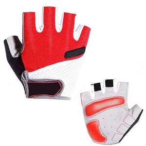 Guantes de Ciclismo de Medio Dedo, Transpirables, que Absorben la Humedad, Unisex, con Cierre Deslizante, Rojo y Blanco, Tela de Microfibra, Gran Oferta, Alto Impacto - Product Image 3