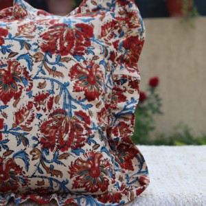 Housses de coussin carrées bohèmes en coton imprimé à la main motif floral 2026, écologiques, lavables en machine, pour hôpitaux et hôtels, décoration intérieure - Product Image 2