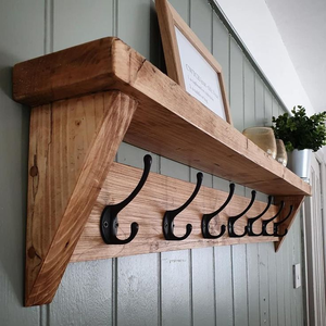 Estante de Pared de Madera de Caoba Maciza, Repisa Decorativa Personalizada para Guardería, Cocina, Armario, Sala de Estar, Ecológico, de Acero Inoxidable - Product Image 4