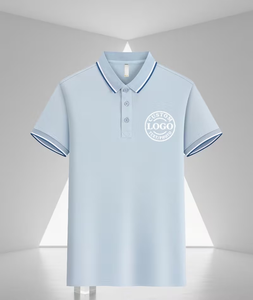 Men's Navy Blue Short Sleeve Polo Shirt 100% Cotton Breathable Oxford Fabric Casual Regular Fit Front Logo Print - Product Image 4