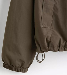 Veste coupe-vent noire pour hommes, veste décontractée légère et coupe-vent à capuche, coupe ample, vêtements d'extérieur pour l'automne - Product Image 5