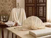 Tissu en nylon floral crème léger et respirant de qualité supérieure - Maille élégante à motif de roses pour vêtements de mariée et projets DIY