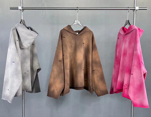 Sudadera con capucha para hombre, personalizada, de algodón grueso, estilo vintage, con efecto desgastado y decolorado por el sol, la más vendida. - Product Image 3