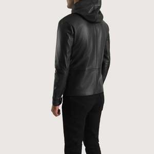 Veste de moto décontractée pour homme FURAT en cuir véritable noir respirant et imperméable, col montant, fermeture éclair, coupe classique, style hiver - Product Image 2