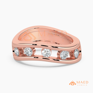 Rose Gold Plated Lab Grown Diamond <b>Open</b> Band <b>Ring</b> for Women Bezel Set Round Stackable Wedding Band Minimal USA Style - Product Image 5