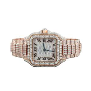 Reloj de Lujo para Mujer con Diamantes Octogonales, Caja de Oro Rosa, Movimiento de Cuarzo Analógico, Esfera con Números Romanos, Cristal de Zafiro, Cierre Desplegable - Product Image 2