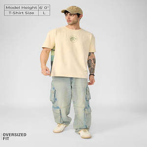 Camiseta Retro de Algodón de 230g con Hombros Descubiertos para Hombre y Mujer, Manga Corta, Estilo Holgado, Prenda Exterior con Diseño Liso - Product Image 3