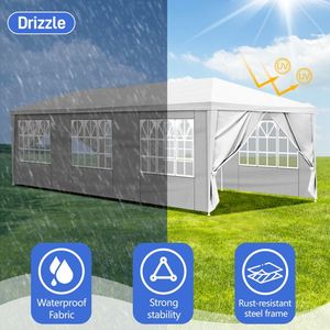 Waterproof White Wedding & Party Tent 10' X 30' Outdoor Patio Gazebo with 8 Removable Sidewalls - Product Image 6