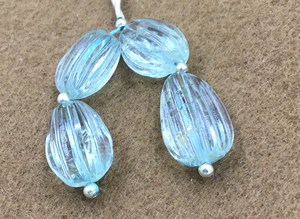 Boucles d'oreilles en pierre d'aquamarine sculptée, pierre précieuse naturelle pour la création de bijoux fins - Product Image 4