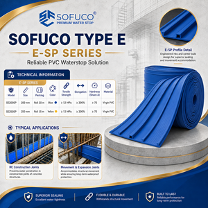 Keep External Joints Protected Sofuco 100% Virgin <b>PVC</b> 4mm Thick EO250-ST Yellow Flexible Waterstop Expansion Waterproofing - Product Image 3