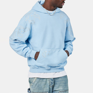 Best Selling 2024 Winter Arrival Men's 100% Cotton Blended Hoodies Rhinestone Detail <b>Thick</b> <b>Fleece</b> Pocket Design Customizable - Product Image 2