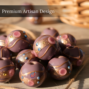 Perles en verre soufflé artisanal 16 mm |   Perles rondes ornées faites à la main pour bracelets, colliers, boucles d'oreilles et créations de bijoux DIY - Product Image 2