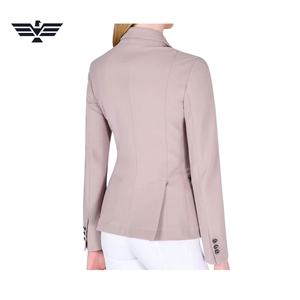 Veste d'équitation pour femmes, couleurs personnalisées, manches longues, taille mi-haute, poches zippées, fermeture boutonnée, couleur unie, en tricot Spandex/Polyester - Product Image 2