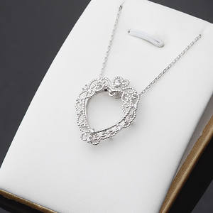 Collar con Colgante de Encaje de Corazón de Durazno de Plata S925 para Mujer, Cadena con Soporte Vacío para Perla de 8-9 mm, Accesorio de Moda DIY, Colgantes y Dijes 339 - Product Image 5