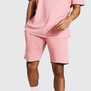 Ensemble T-shirt et short décontracté pour homme en tissu éponge respirant, séchage rapide, manches courtes, coupe oversize, 100 % coton, idéal pour la gym - Collection été OEM - Product Image 3