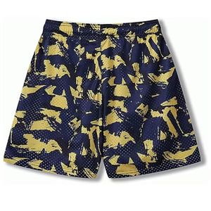 Men's Dark Blue Dot Pattern Drawstring Shorts Quick Dry Sporty Style Mid Waist Polyester Fabric Short Length Casual Wear - Product Image 4