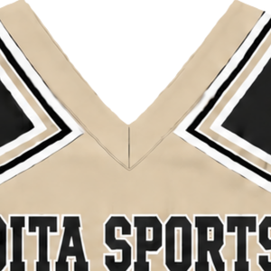 Haut d'uniforme de cheerleading beige sans manches, col en V, pour femmes et filles, idéal pour les équipes de danse et les compétitions - Product Image 6
