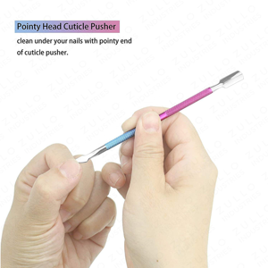Pousse-cuticules et grattoir professionnel en acier inoxydable à double extrémité avec poignée ergonomique pour manucure, pédicure et nettoyage - Product Image 2