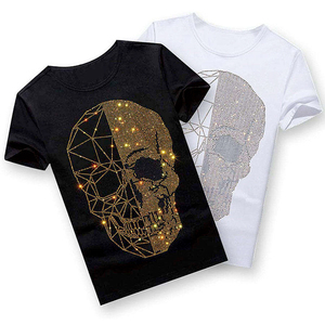 White Men's Short Sleeve <b>T</b>-<b>Shirt</b> With <b>Sequin</b> Embroidery O-Neck Regular Fit Casual Style - Product Image 4