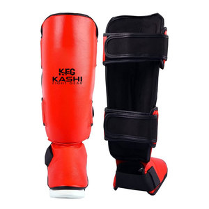 Protège-tibias fiables en cuir PU avec fermeture auto-agrippante, structure légère et flexible, ajustement stable pour l'entraînement de boxe - Product Image 1