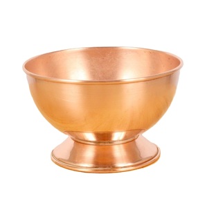 Seau à glace rond classique en cuivre avec base sur pied, style vintage fait main, refroidisseur de boissons pour bar, événements et fêtes - Product Image 1