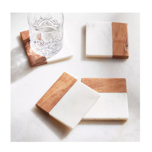 Sous-verres en marbre écologiques pour la cuisine, durables, lavables, en bois naturel et pierre - Product Image 4