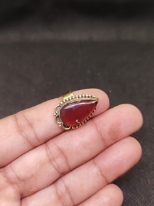 แหวนทองเหลืองประดับเฮสโซไนต์การ์เนต ขายส่ง เครื่องประดับพลอยทำมือสำหรับผู้หญิง - Product Image 1
