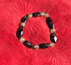 Bracelet en moissanite rond et noir fantaisie de 7 mm, couleur champagne clair, fait main - Product Image 3