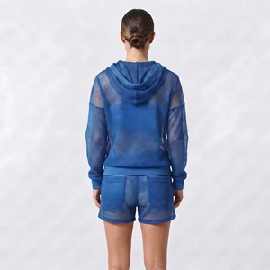 Women's <b>Mesh</b> Hoodie Shorts <b>Set</b> Sporty Loose Fit Transparent <b>Mesh</b> Shorts <b>Two</b> <b>Piece</b> Summer Beach Wear <b>Mesh</b> Shorts <b>Two</b> <b>Piece</b> Women - Product Image 2