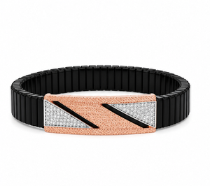 18K Rose Gold Diamond Geometric Link Bracelet for Women High Polish Luxury Contemporary Daily Wear Party Wedding Gift Jewelry - Product Image 5
