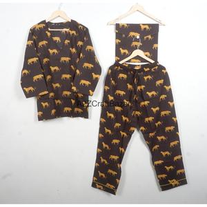 Conjunto de pijama de algodón para mujer, ropa de dormir estampada, conjunto de pijama de dos piezas con cintura elástica, pantalones de manga larga para verano - Product Image 6