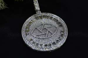 Colgante de medallón de moissanita con incrustaciones de circonitas, de plata 925, joyería hip hop, pasa el test de diamante, colgante religioso personalizado para hombre - Product Image 6