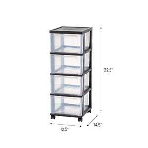 Set di Carrelli Portaoggetti Stretti a 4 Cassetti con Ruote, Nero - Organizer Compatto per Camera da Letto, Armadio, Bambini e Hobby - Ruote Rimovibili - Product Image 4