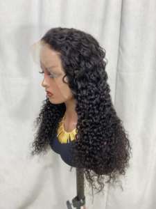 Cheveux humains vierges naturels indiens de temple, bruts, en gros, avec cuticules alignées, trame ondulée, frontal 13*4, qualité Mink, noirs, pour revendeurs - Product Image 2