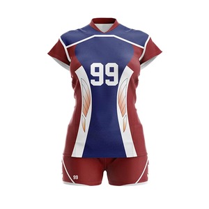 Women's Sublimated <b>Volleyball</b> Uniform <b>Set</b> V-Neck Short Sleeve Fitted Jersey With Number 99 Quick Dry Polyester Team Apparel - Product Image 2