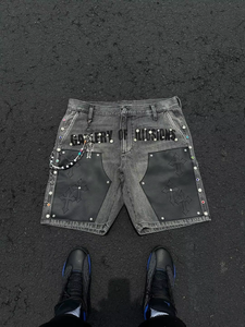 Pantalones Cortos de Mezclilla Holgados para Hombre, Estilo Urbano, Personalizados, Vintage, Desgastados - Product Image 5