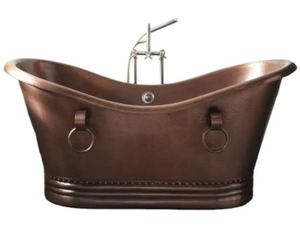 Bañera Ovalada de Cobre Martillado, Bañera Independiente Hecha a Mano, Bañera de Metal para el Hogar, Hotel y Baño - Product Image 1
