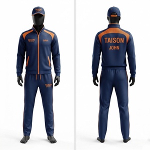 TAISON SPORTS Premium Polyester Cricket-Trainingsanzug 220 GSM Marineblau Orange Panel-Design Individuelles Logo Team-Sportbekleidung - Product Image 1