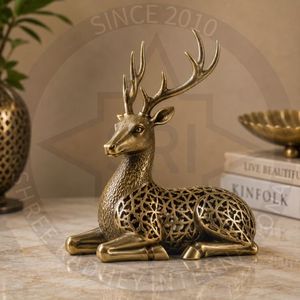 Figura de antílope de metal chapado en oro, escultura de animal, decoración para el hogar, artesanía de fundición para exhibición en mesa. - Product Image 3