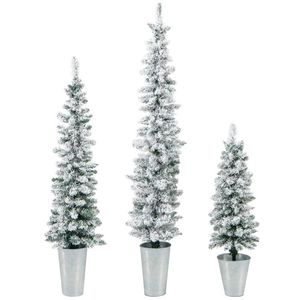 Set di 3 Alberi di Natale Artificiali in Vaso, Decorazioni Natalizie Innevate - Product Image 1