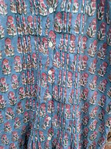 Robe tunique courte imprimée à la main avec poche, robe en coton, robe d'été, imprimé floral, col en V, manches longues, pour femmes - Product Image 5