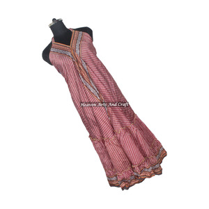 Vestido de Seda Sari Vintage de Diseño Bohemio para Mujer, Vestido de Noche Elegante sin Mangas para Mujer - Product Image 4