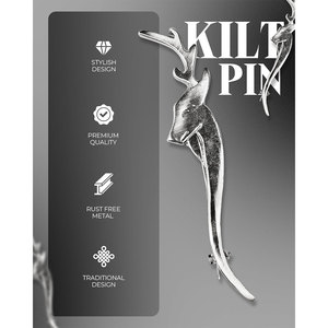 Nuevo Pin para Kilt con Cabeza de Ciervo Cromada en Color Plateado, Decorativo, Estilo Tradicional Escocés, Material Personalizado de Alta Calidad - Product Image 5