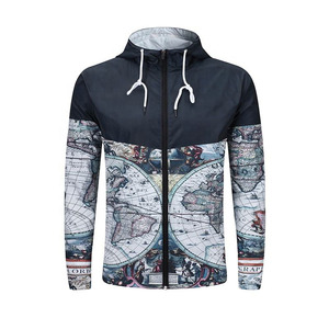 Best Price <b>Running</b> Wind Breaker <b>Jacket</b> Custom Printed Color Block Design Waterproof Breathable 100% Polyester Sport Windbreak - Product Image 5