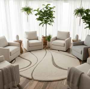 Alfombra Redonda de Microfibra Celestial Shaggy, Suave y Afelpada, Antideslizante, Resistente a las Manchas, Estilo Moderno, Decoración para Sala de Estar y Dormitorio - Product Image 1