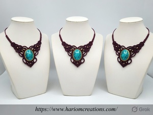 Collar de Macramé Hecho a Mano con Turquesa, Joyería Boho Ajustable con Propiedades Curativas - Product Image 2