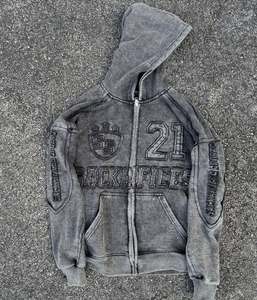 Ensemble survêtement homme grande taille avec sweat à capuche et pantalon, imprimé lettres en relief, en molleton, décontracté, pour l'automne, gris - Product Image 5