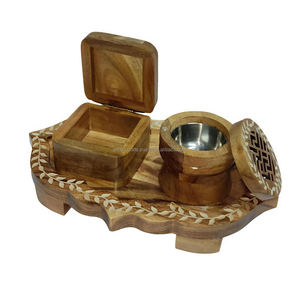High Quality <b>Wooden</b> MOP Inlay Mosaic Bakhoor <b>Burner</b> Tray Box Set Multi-Color Arabic Mubkhar Incense Diffuser Medkhan Incense - Product Image 5