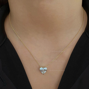 Half Bezel Lab Diamond <b>Necklace</b> 14K Gold Diamond Station <b>Necklace</b>, Minimalist Floating Diamond <b>Necklace</b> Dainty Everyday Jewelry - Product Image 2